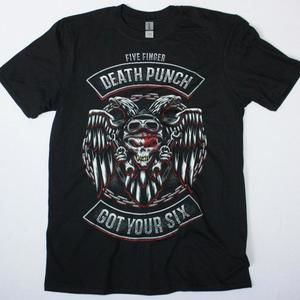 Five Finger Death Punch Biker Badge Logo New Black T-Shirt